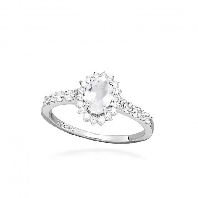 Hope Oval White Topaz Ring, Size 54