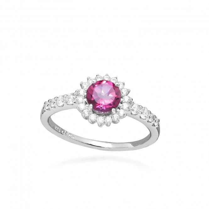 Hope Round Pink Topaz Ring, Size 52
