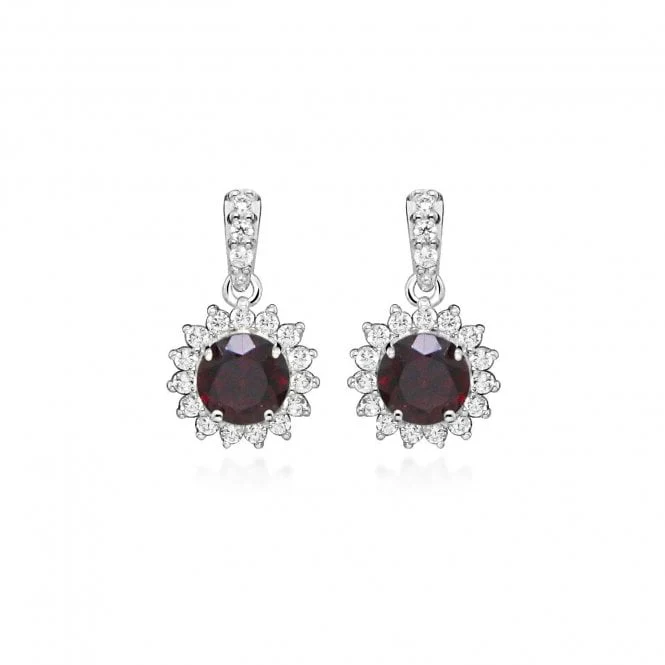 Hope Round Red Garnet Drop Earrings