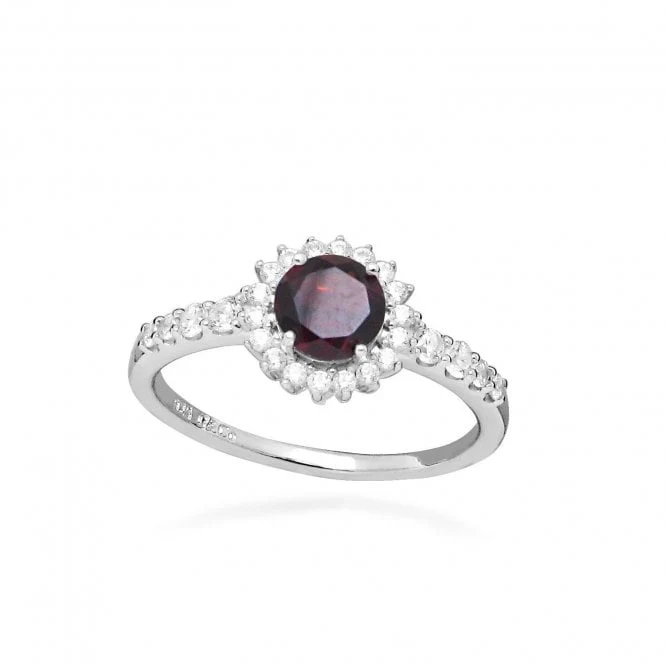 Hope Round Red Garnet Ring, Size 54