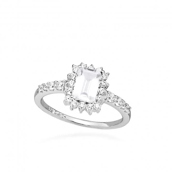 Hope Square White Topaz Ring, Size 54