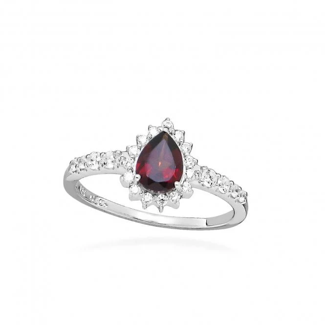 Hope Teardrop Red Garnet Ring, Size 52