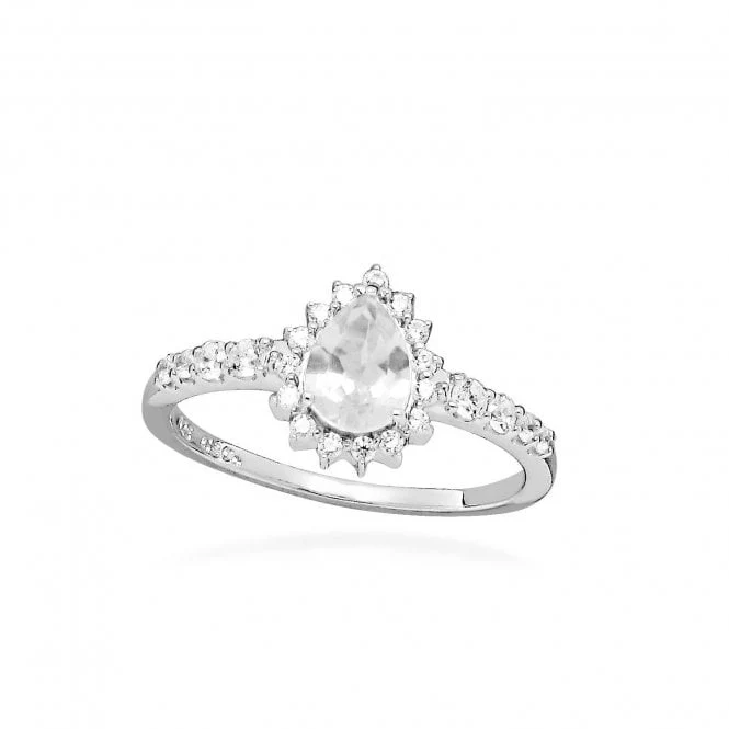 Hope Teardrop White Topaz Ring, Size 52