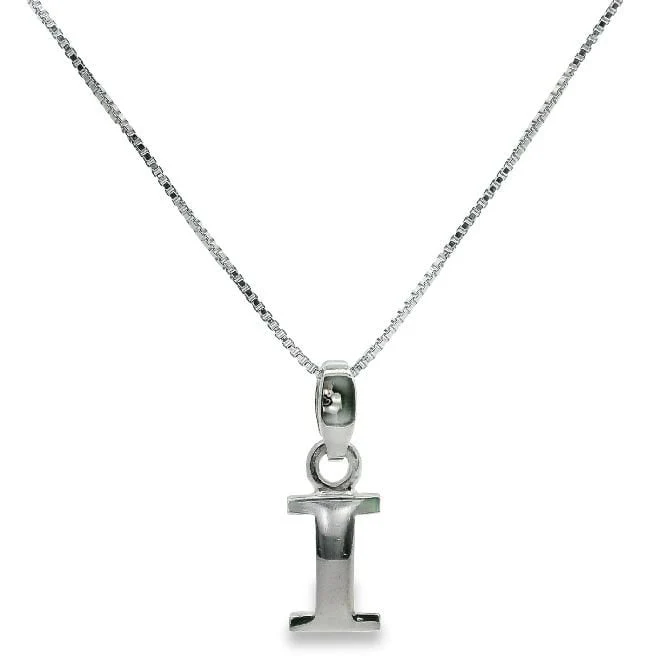 Letter I Silver Initial Pendant Necklace, 40-45cm