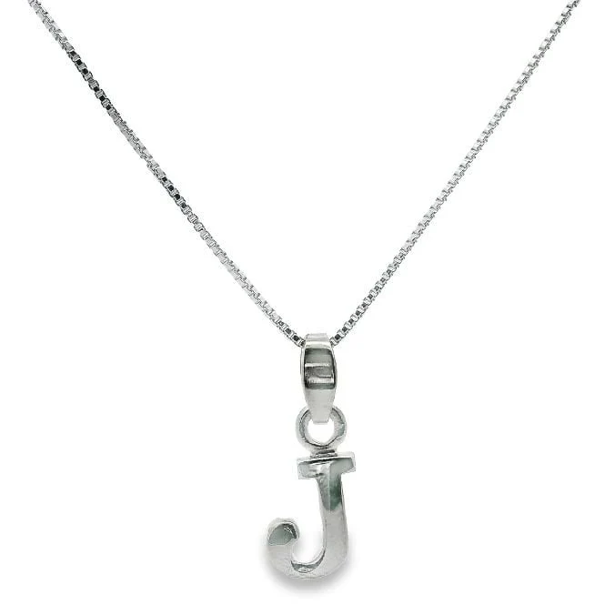 Letter J Silver Initial Pendant Necklace, 40-45cm
