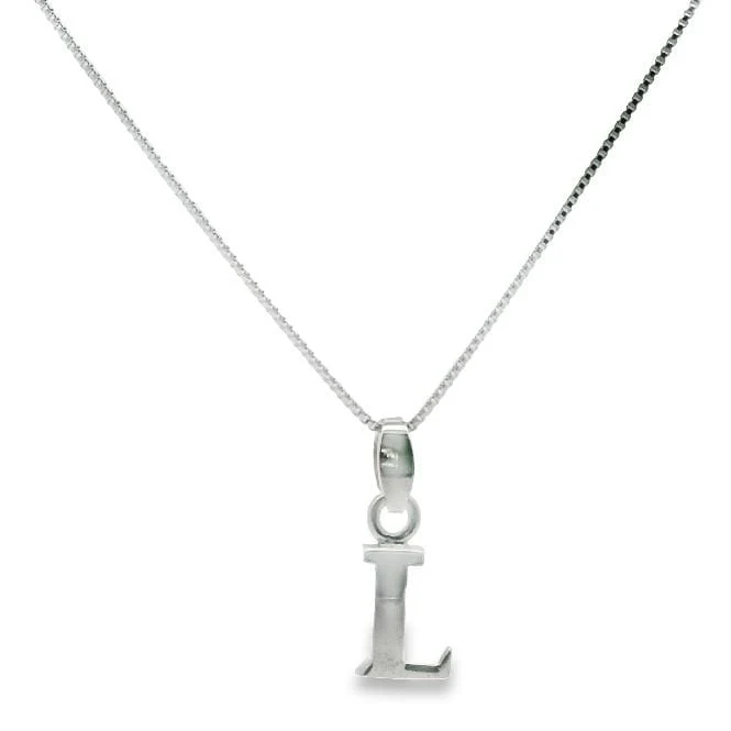 Letter L Silver Initial Pendant Necklace, 40-45cm