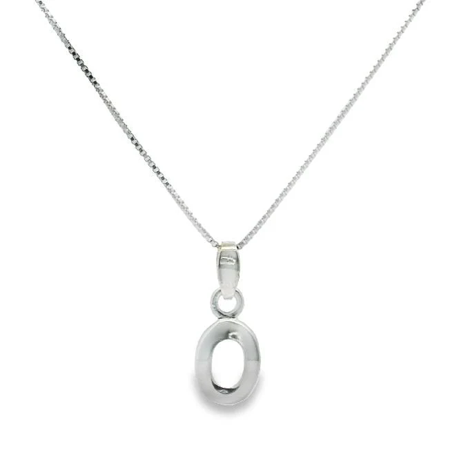 Letter O Silver Initial Pendant Necklace, 40-45cm