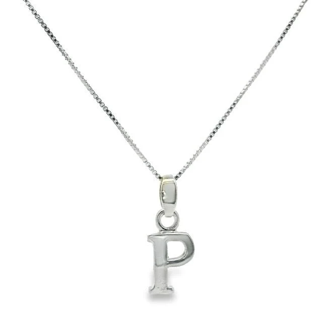 Letter P Silver Initial Pendant Necklace, 40-45cm