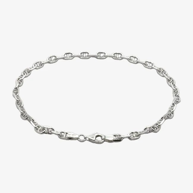 Men's Silver Anchor Link Bracelet, 22cm