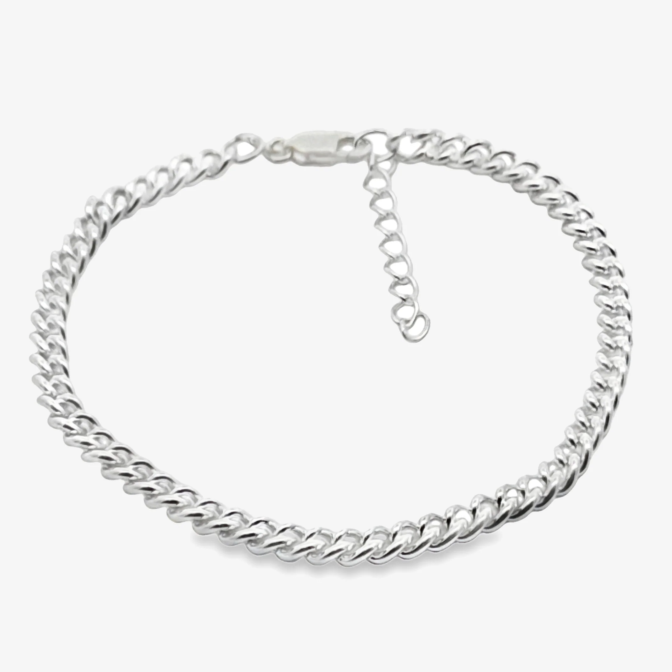 Silver Slim Curb Link Bracelet, 22cm