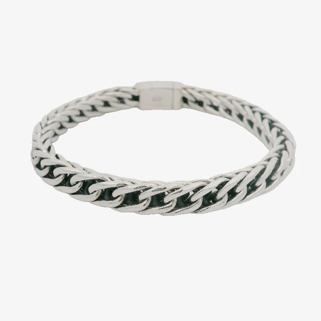 Men's Silver Square Curb Link Bracelet, 22cm - Image 2