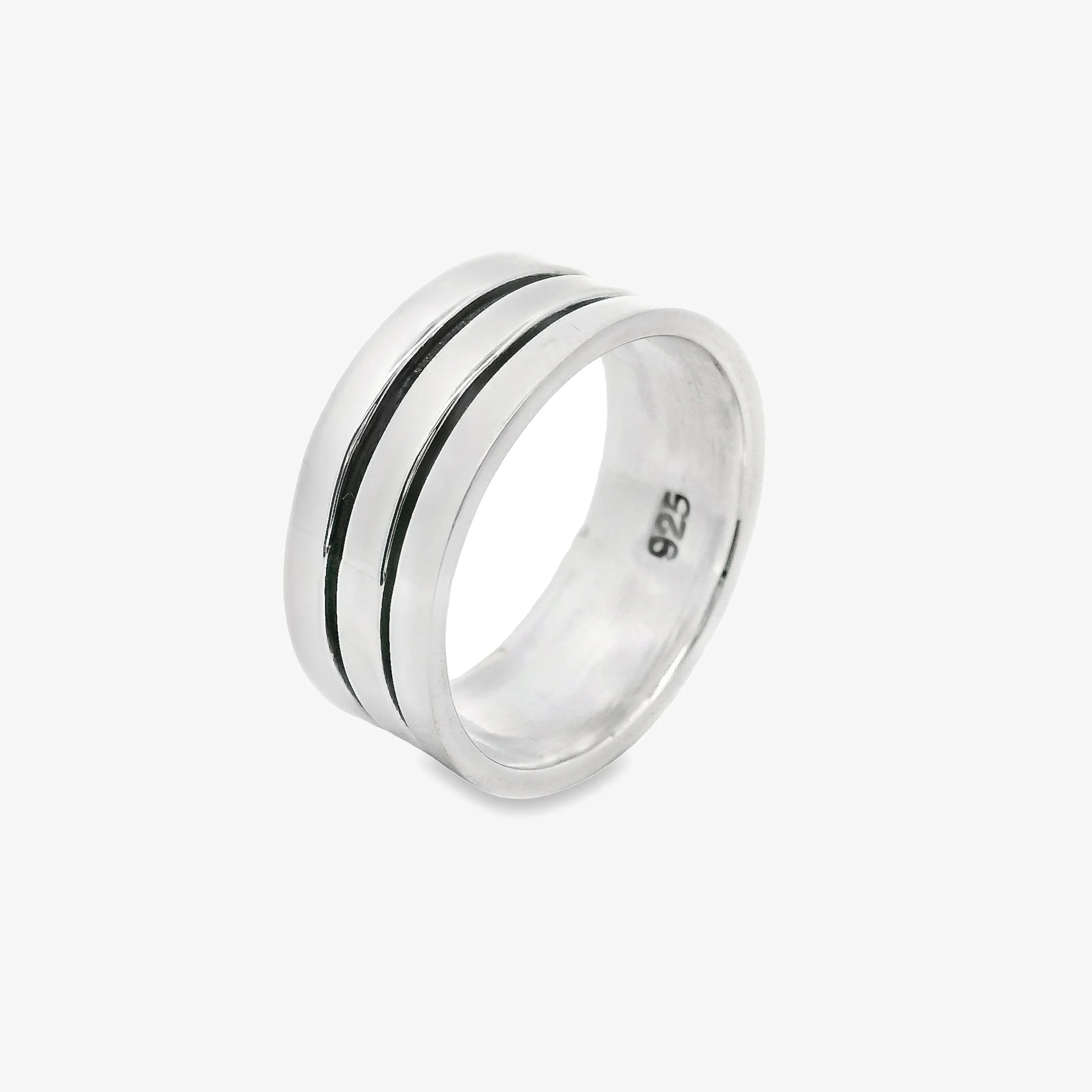 Oxidised Silver Blackened Double Band Ring, Size 64 - Image 2