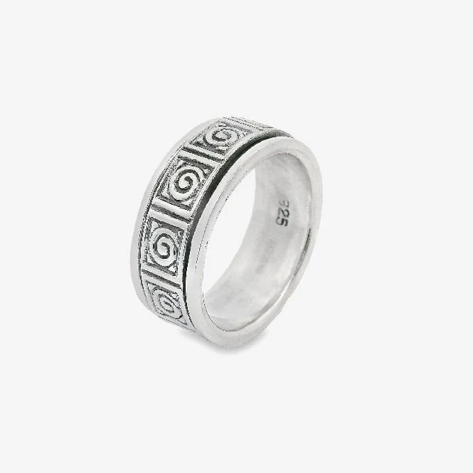 Oxidised Silver Blackened Swirls Ring, Size 69 - Image 2