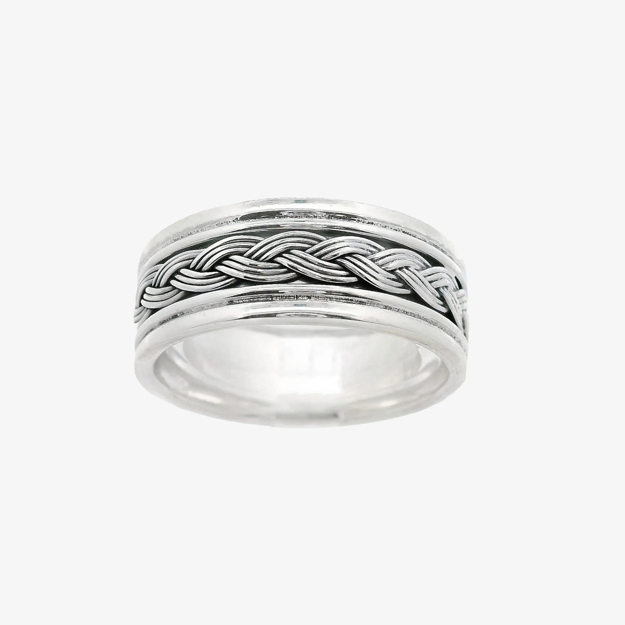 Oxidised Silver Blackened Weave Ring, Size 64