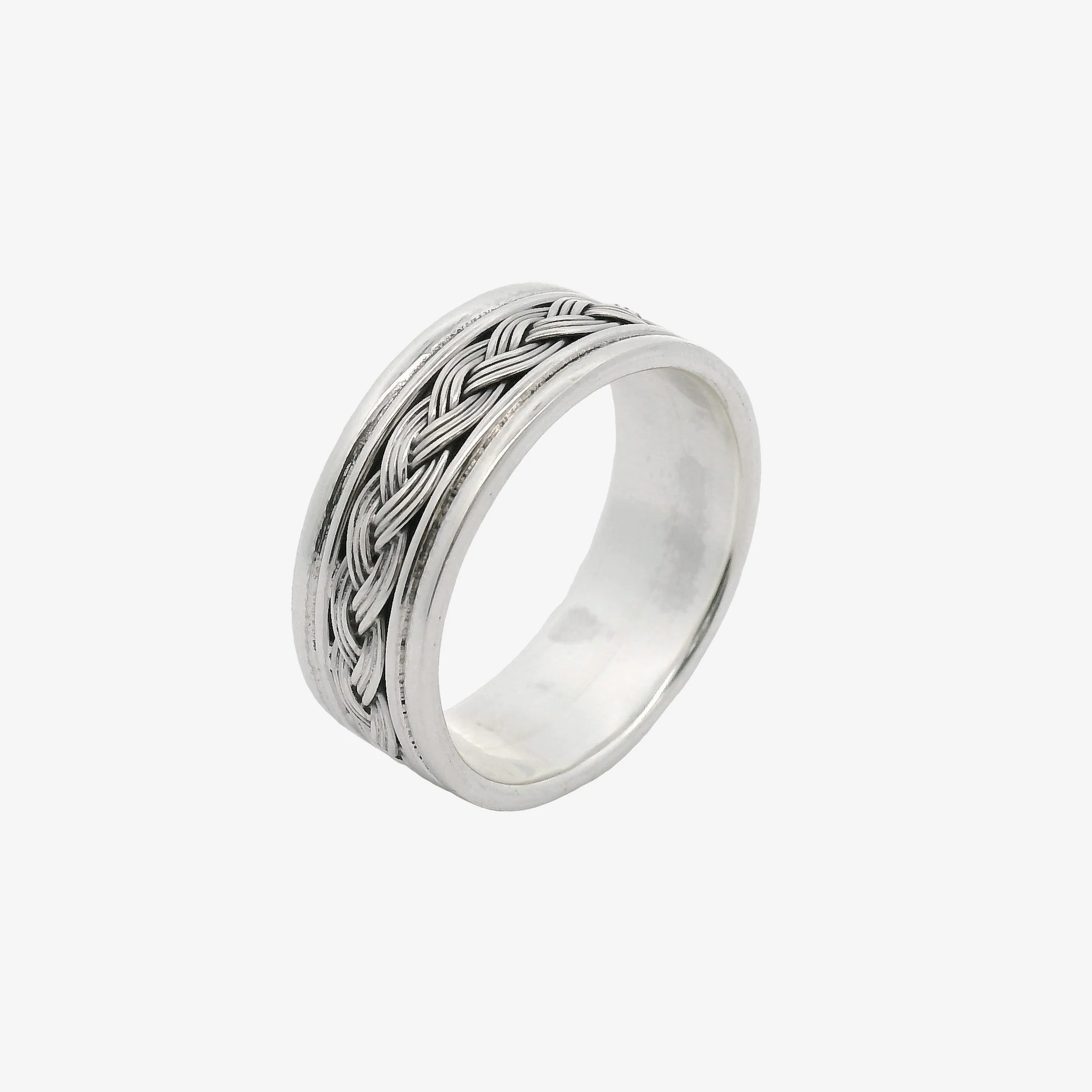 Oxidised Silver Blackened Weave Ring, Size 64 - Image 2