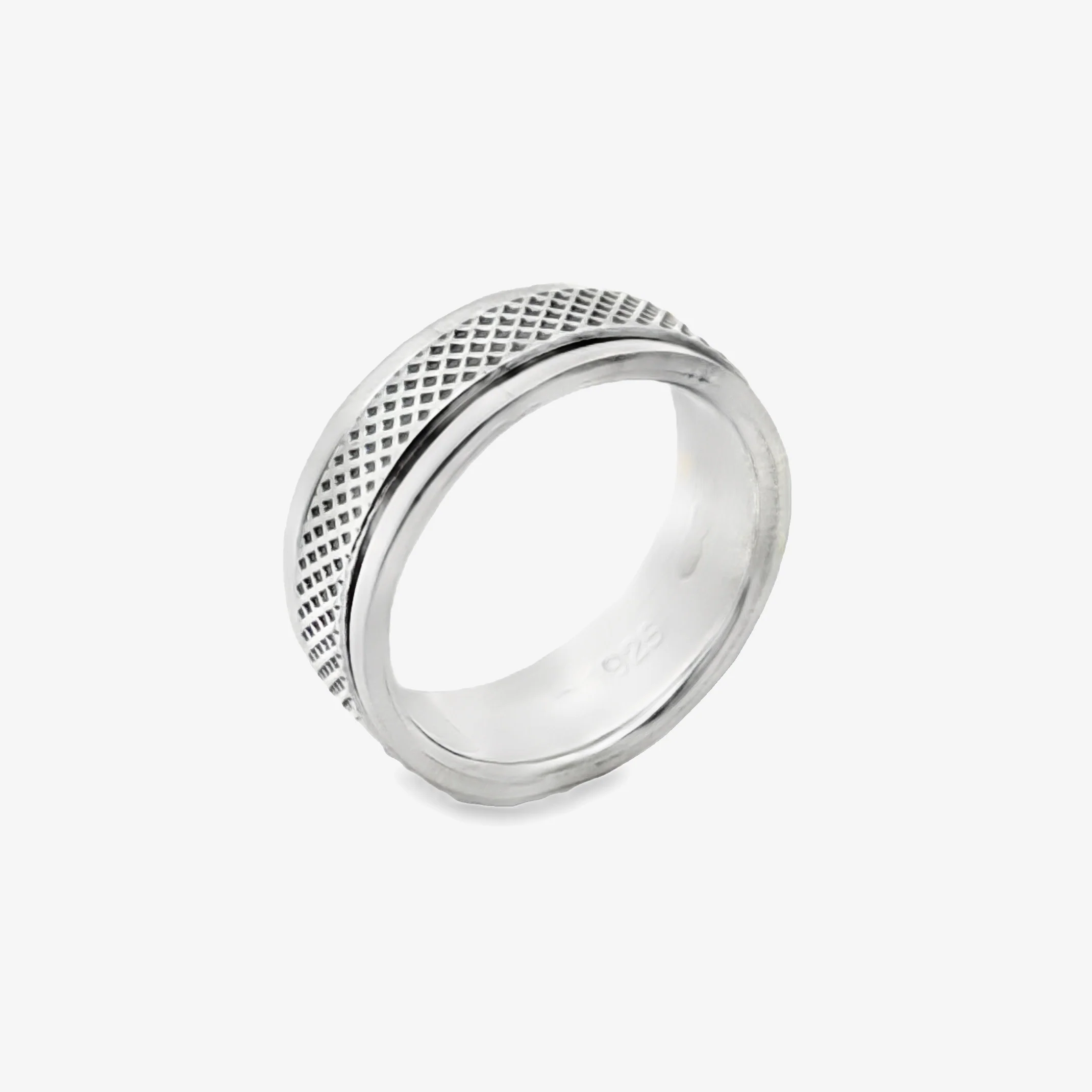 Oxidised Silver Cross Hatched Ring, Size 59 - Image 2