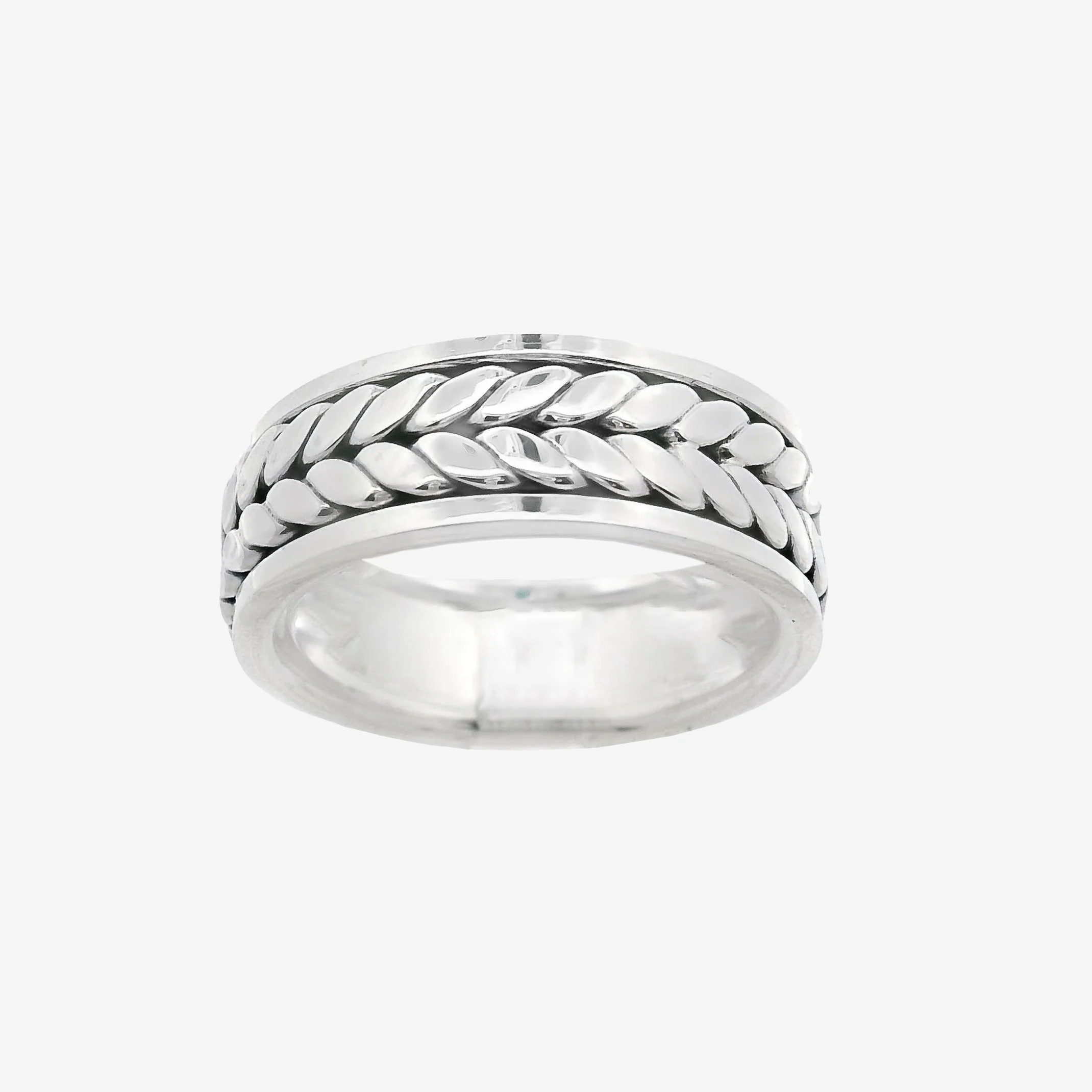 Oxidised Silver Wheat Grain Ring, Size 57.5