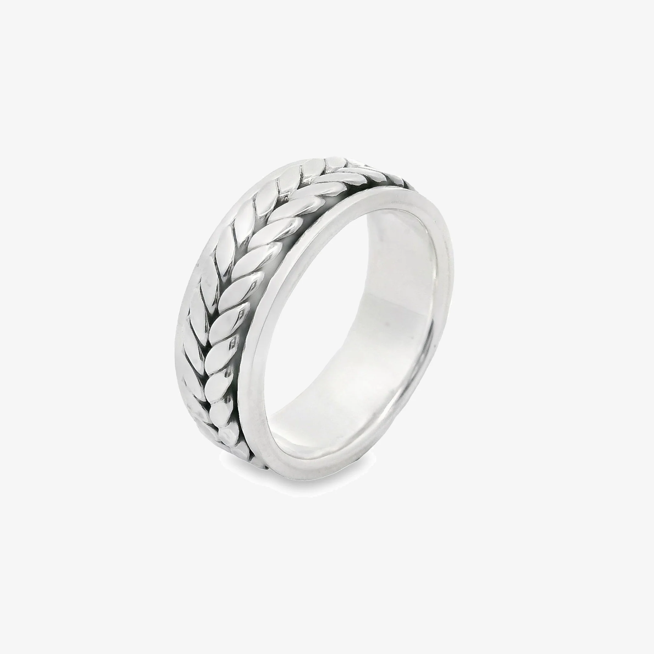 Oxidised Silver Wheat Grain Ring, Size 57.5 - Image 2