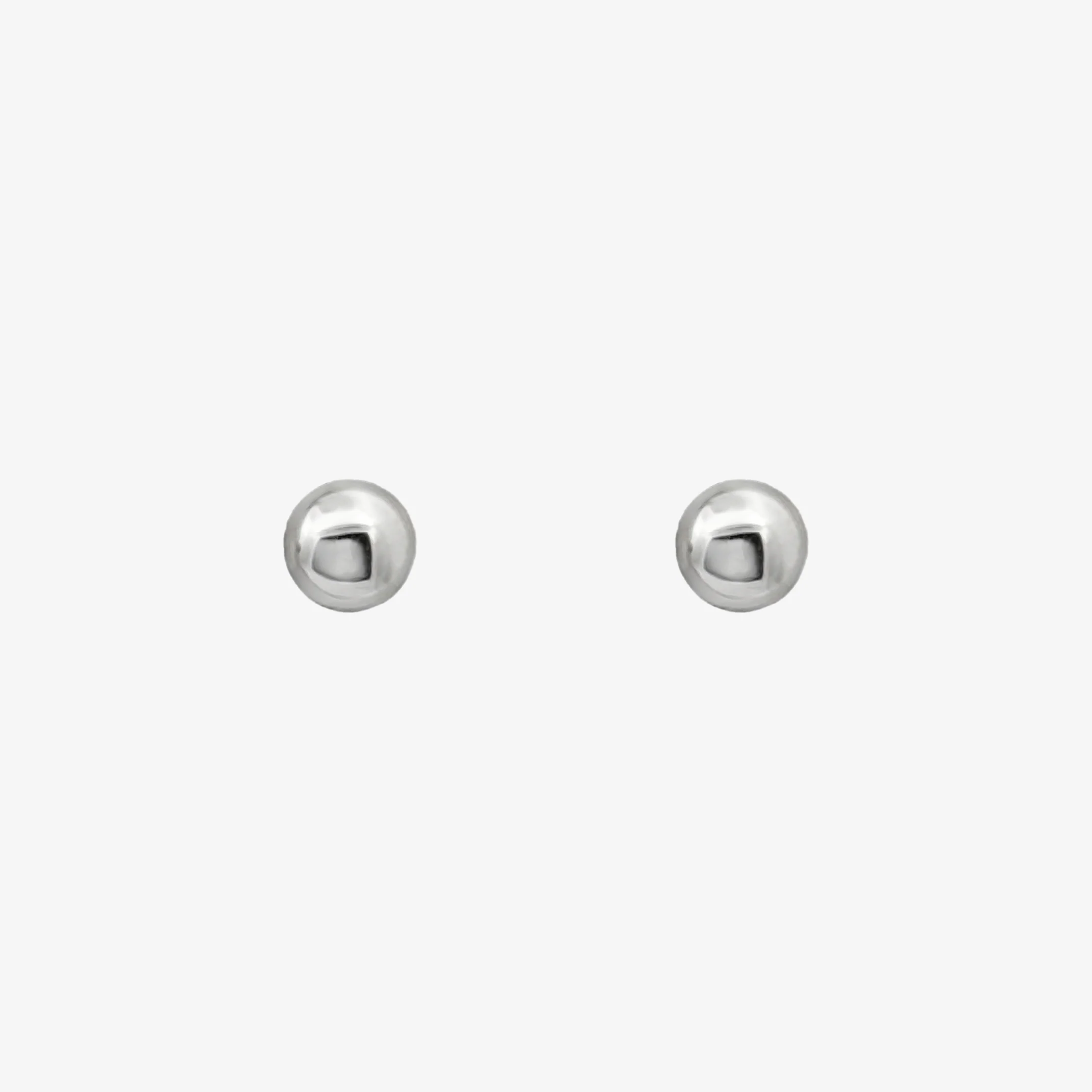 Rhodium Silver Ball Stud Earrings, 3mm - Image 2
