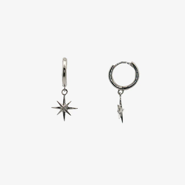 Silver 10mm Hoop Featuring a Star with CZ - Image 2