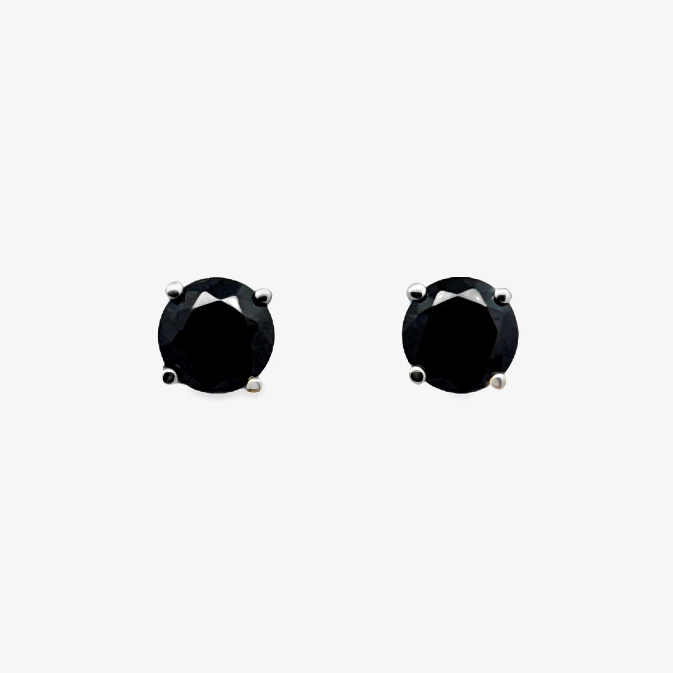 Silver 4-Claw Black Stone 5mm Stud Earrings - Image 2