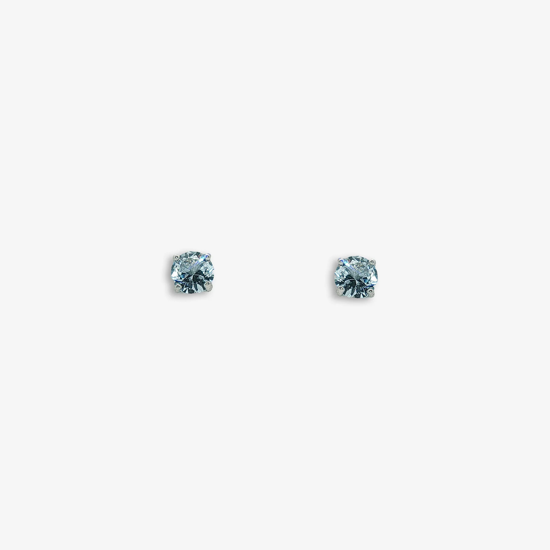 Silver 4-Claw Blue Stone 3mm Stud Earrings - Image 2