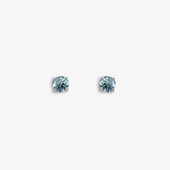 Silver 4-Claw Blue Stone 4mm Stud Earrings - Image 2