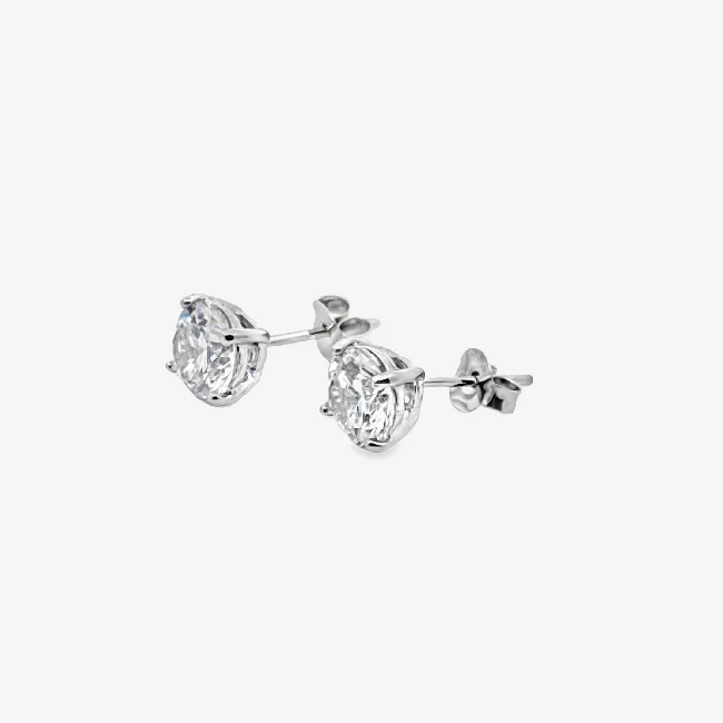 Silver 4-Claw Clear Stone 5mm Stud Earrings