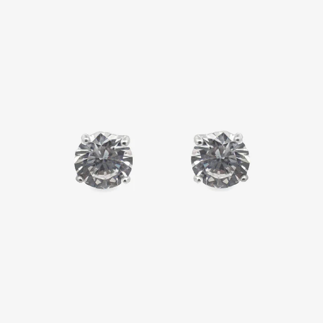 Silver 4-Claw Clear Stone 5mm Stud Earrings - Image 2
