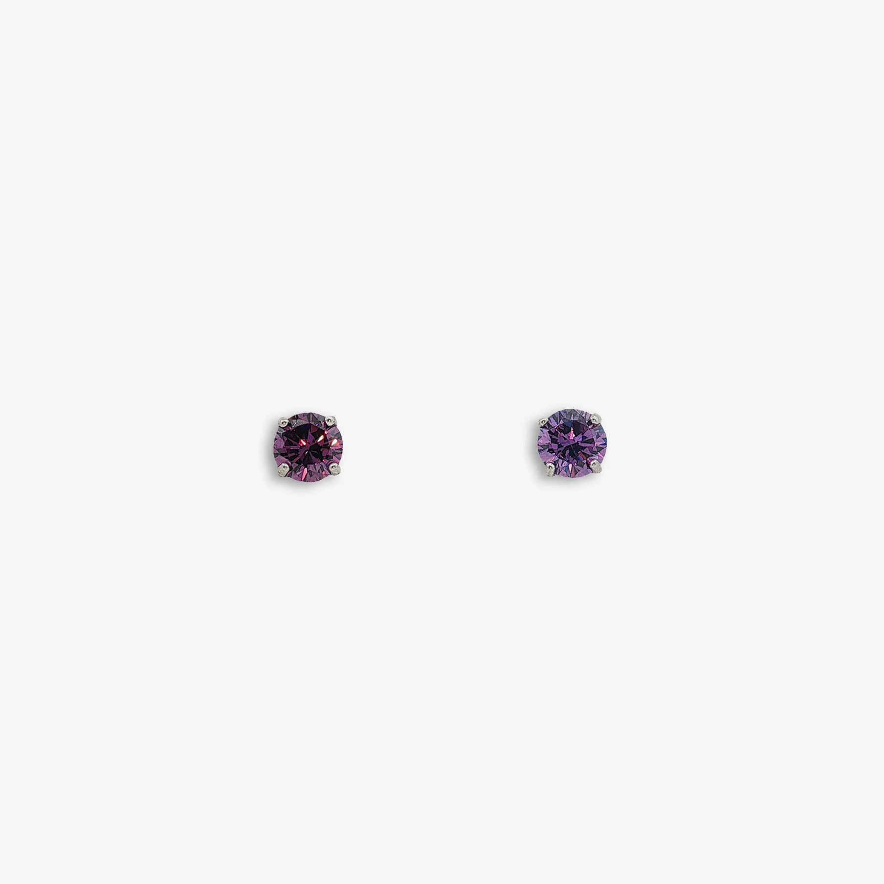 Silver 4-Claw Purple Stone 3mm Stud Earrings - Image 2