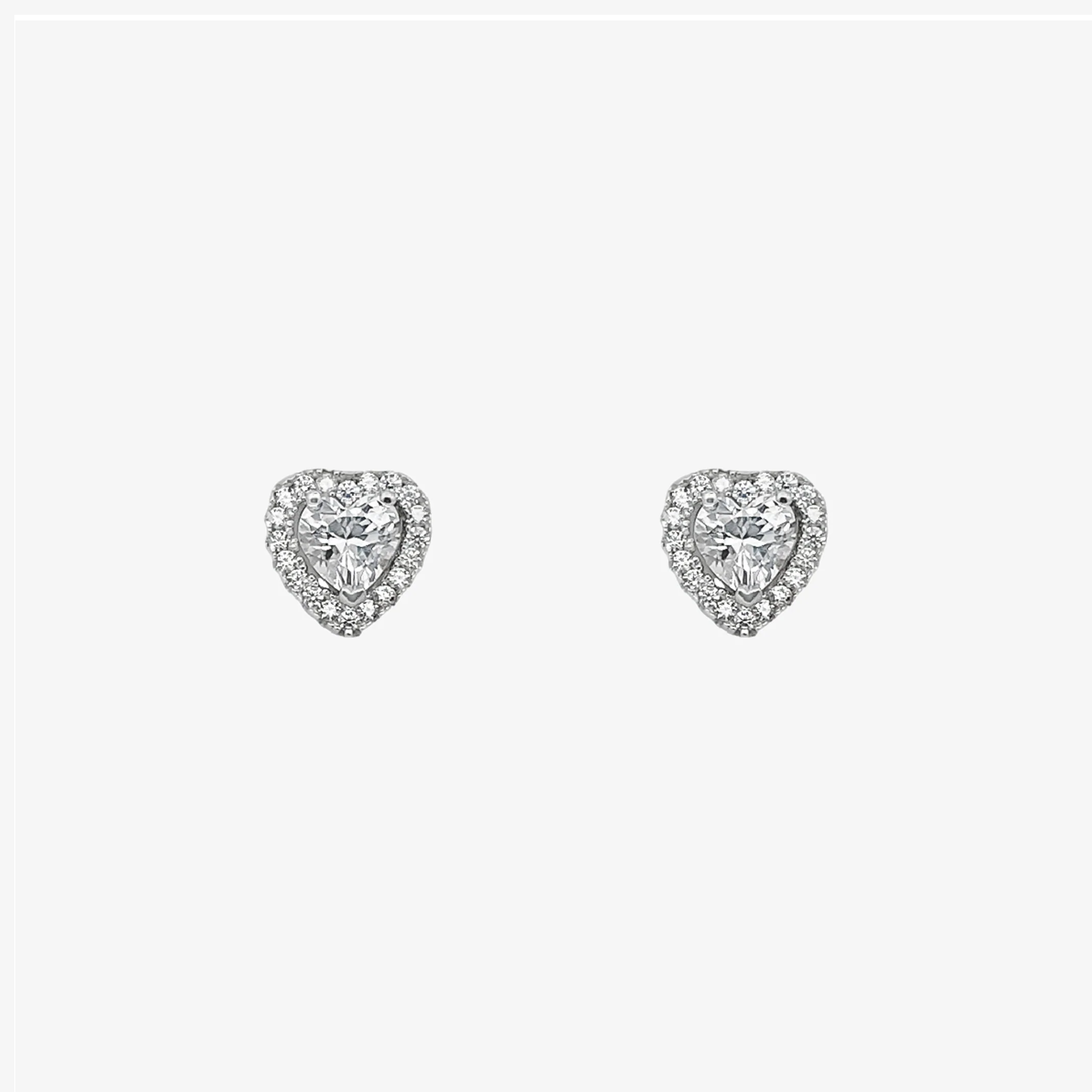 Silver & CZ Angelic Heart Stud Earrings
