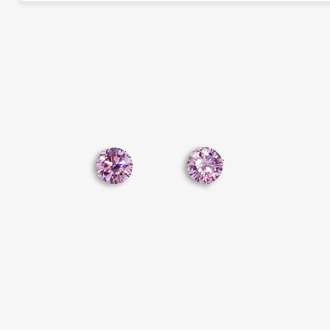 Silver & CZ Pink 5mm Stud Earrings