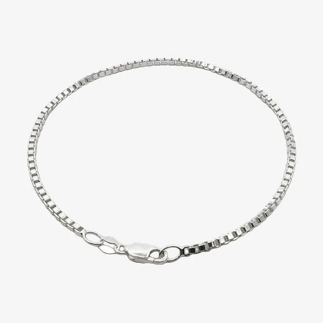 Silver Box Chain 2mm Bracelet, 21cm