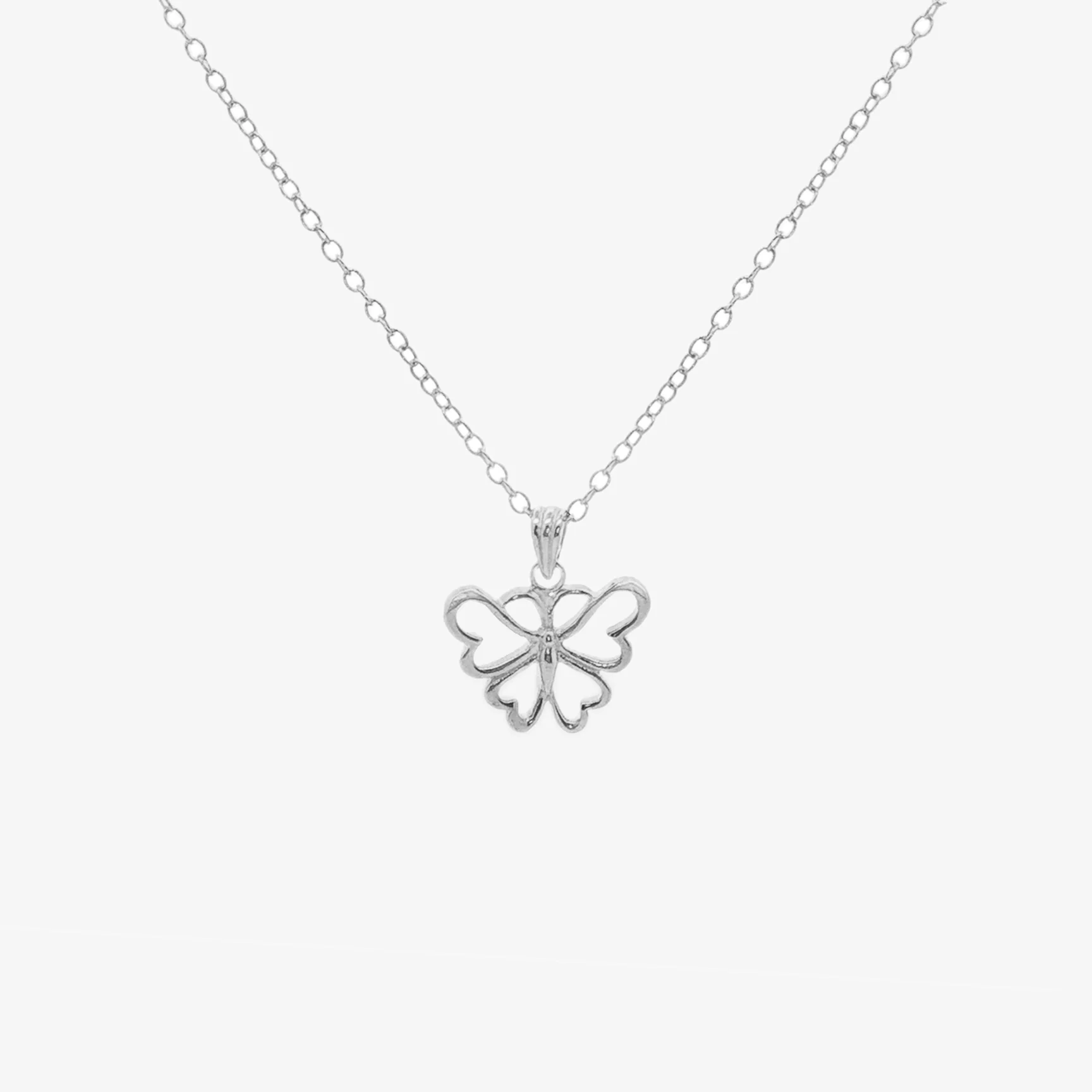 Silver Openwork Butterfly Pendant Necklace