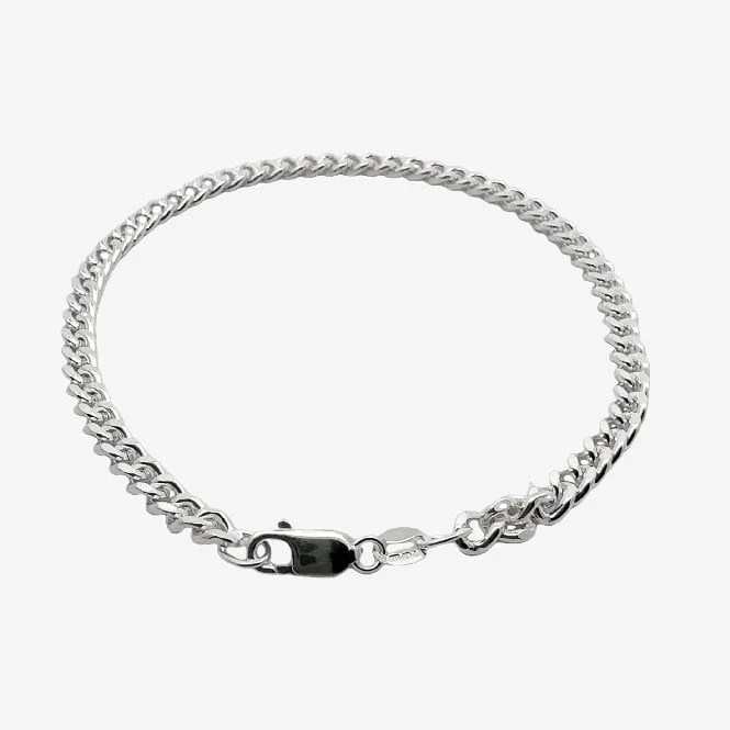 Silver Curb Chain 4mm Bracelet, 21cm