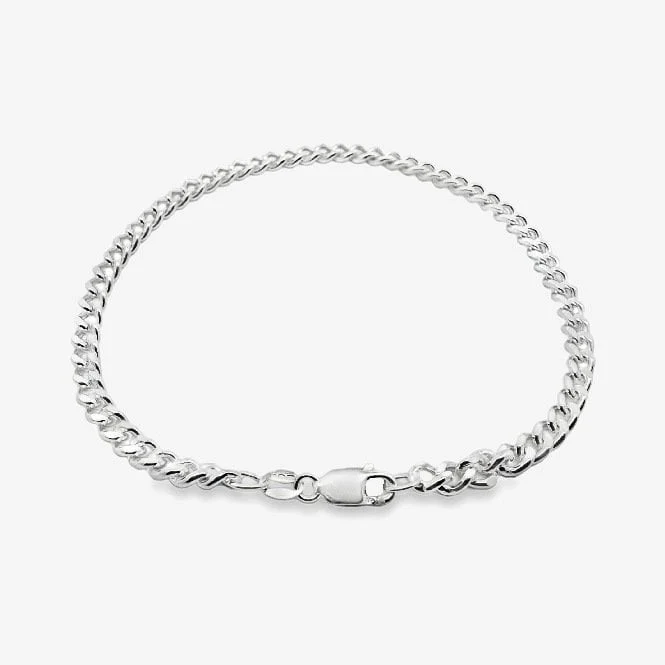 Silver Curb Chain Bracelet, 21cm