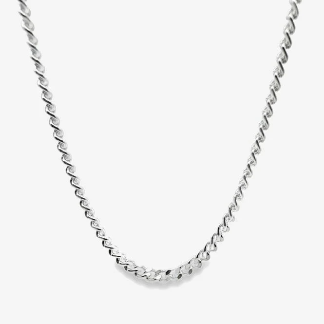 Silver Curb Chain Necklace, 50cm