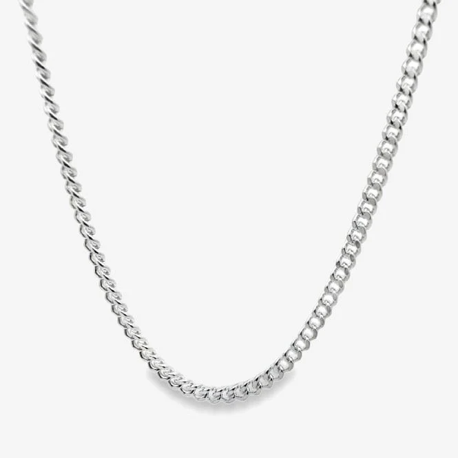 Silver Curb Chain Necklace, 55cm