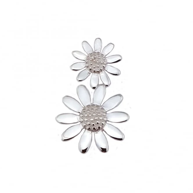 Silver Double Daisy Pendant Necklace