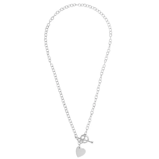 Silver Engravable Heart T-Bar Pendant Necklace, 45cm - Image 2