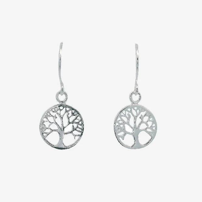 Silver Family Tree Drop Earrings