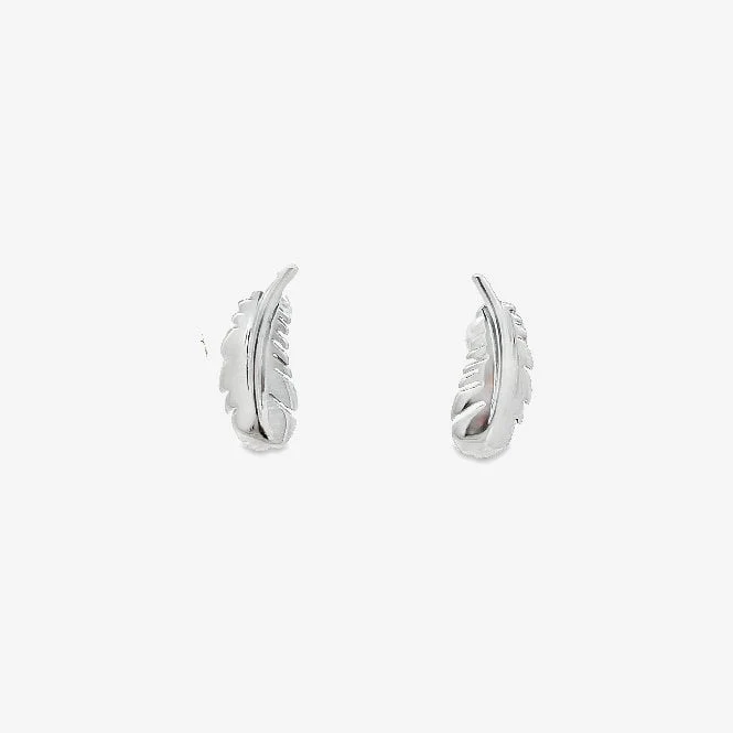 Silver Feather Stud Earrings