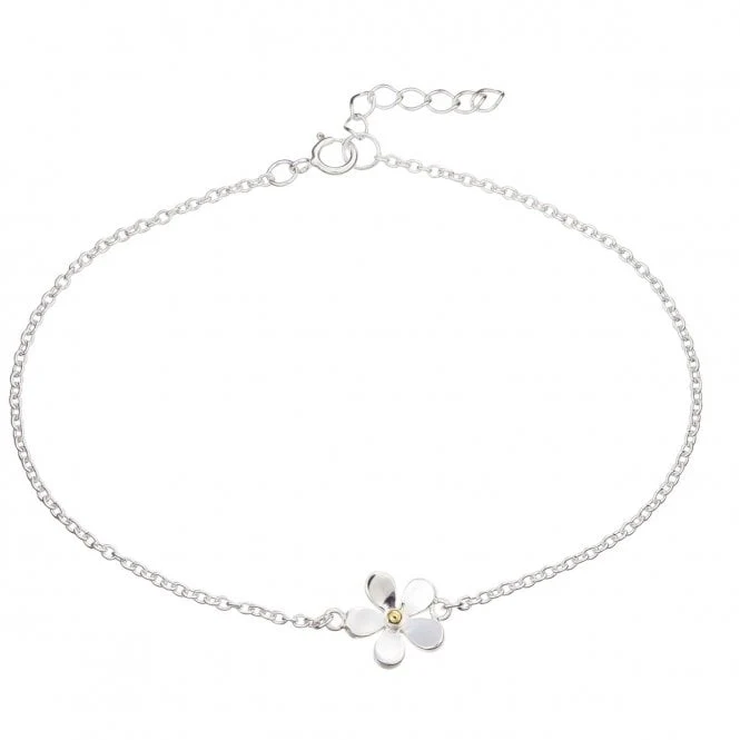 Silver & Gold 11mm Daisy Single Flower Bracelet