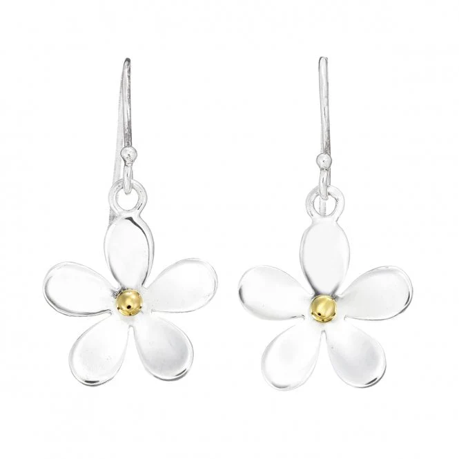 Silver & Gold 15mm Daisy Drop Earrings