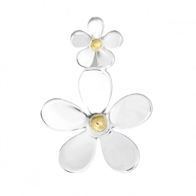 Silver & Gold 5 Petal Double Daisy Pendant Necklace