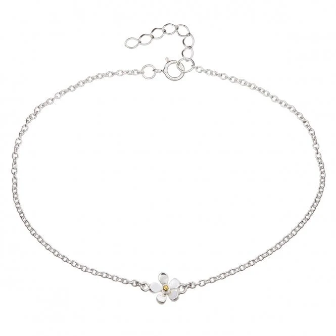 Silver & Gold 7.5mm Daisy Single Flower Bracelet