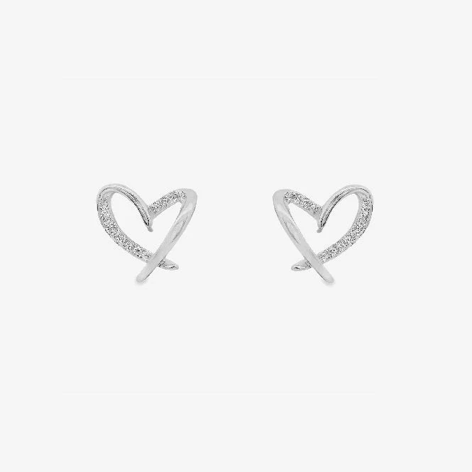 Silver Heart Stud Earrings