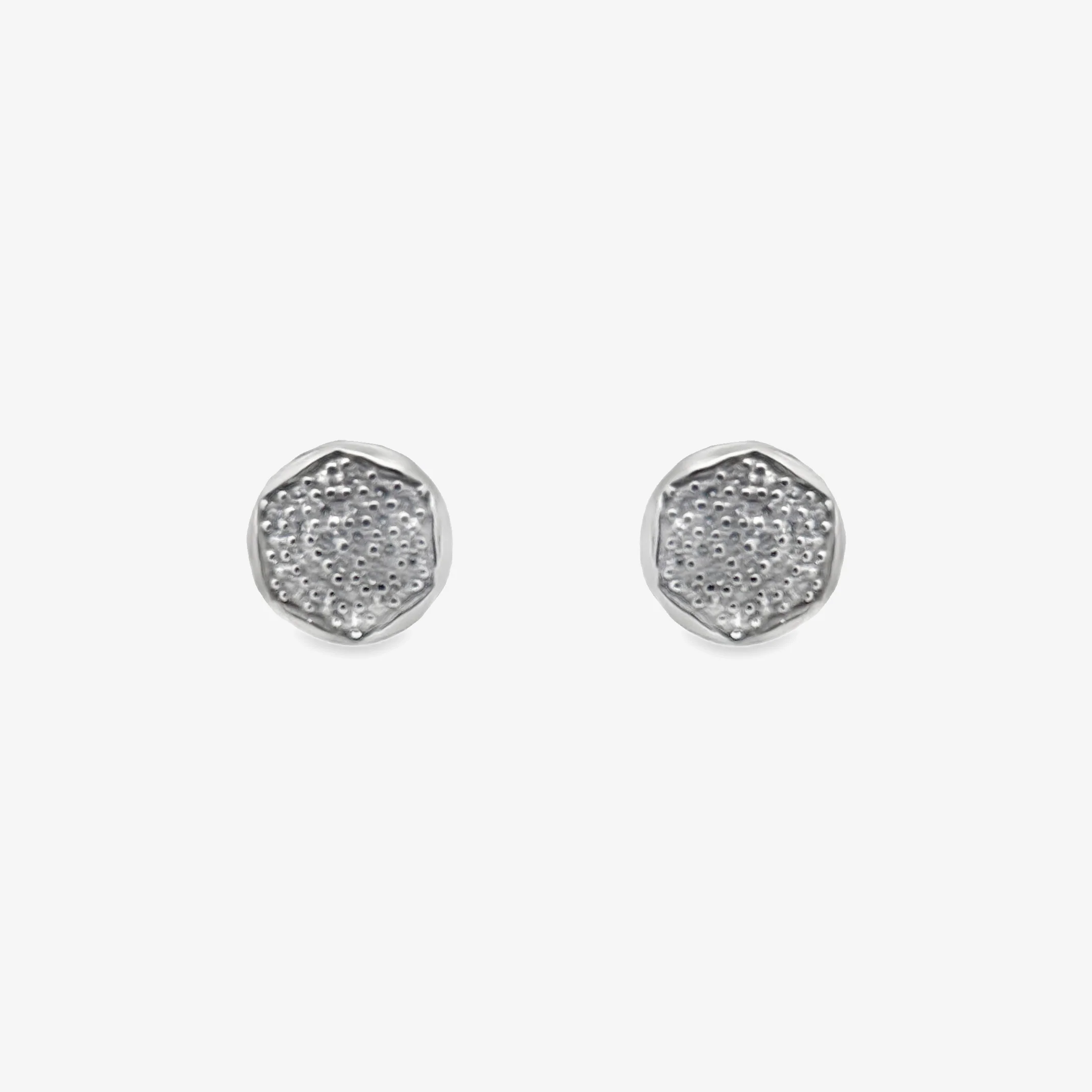 Silver Large Hexagon Pave Stud Earrings - Image 2