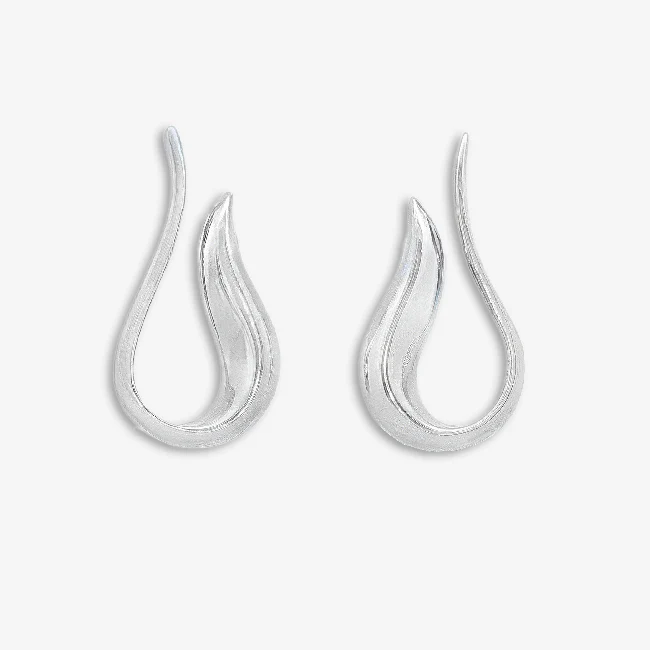 Silver Long Lopped Chunky Stud Earrings