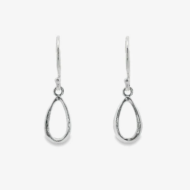 Silver Open Teardrop Drop Earrings